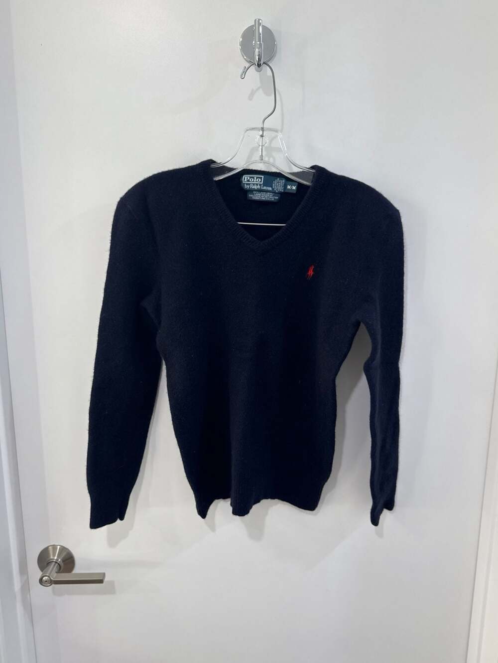 Polo by Ralph Lauren 100% Lambs Wool V-Neck Sweater Navy
